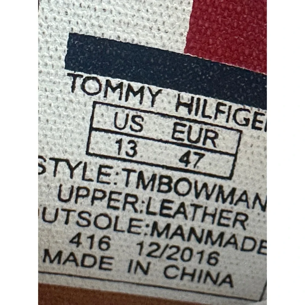 Tommy Hilfiger Mens Tan Perforated Leather Oxford Boat Shoes Size 13 Loafers